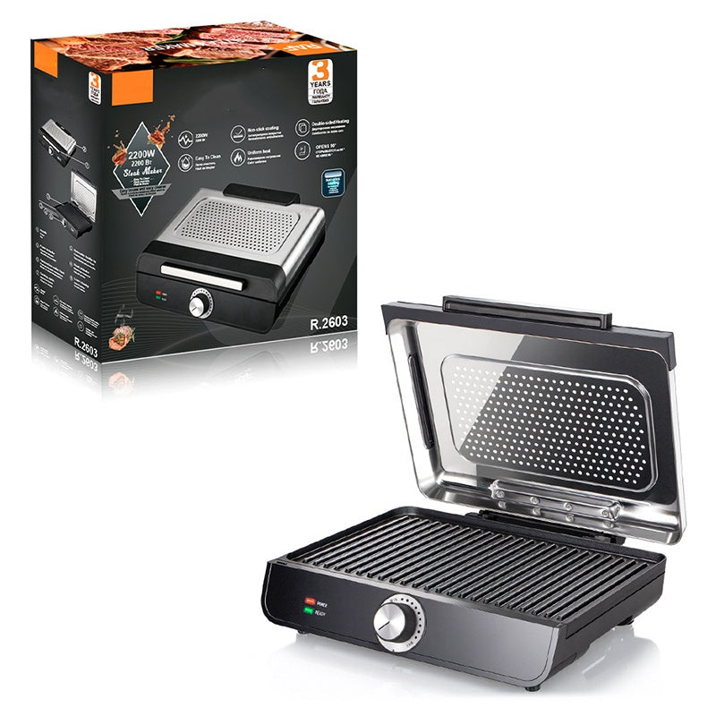 ⏳Begränsat erbjudande⏰Rökfri inomhusgrill 2200 W med nonstick-belagd platta🥩