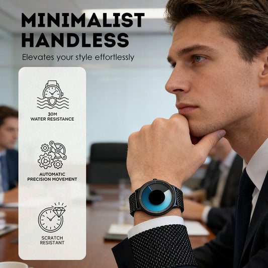 ⌚ BEGRÄNSAD TID: 50 % RABATT! ✨ Handlöst kvartsur för män – minimalistiskt, vattentätt till 30 meter, armband i stål 🌀