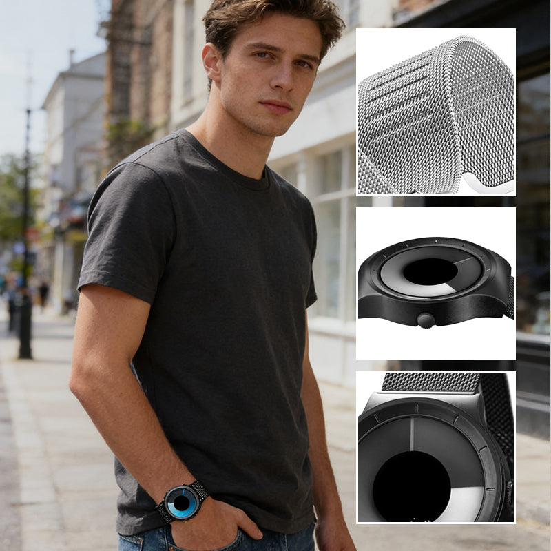 ⌚ BEGRÄNSAD TID: 50 % RABATT! ✨ Handlöst kvartsur för män – minimalistiskt, vattentätt till 30 meter, armband i stål 🌀