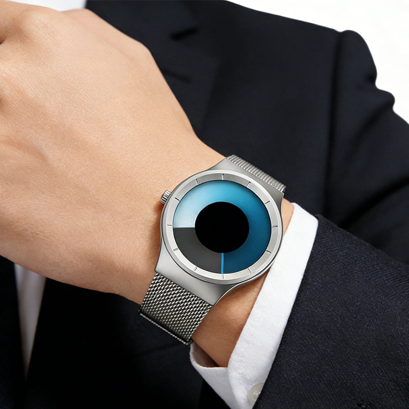 ⌚ BEGRÄNSAD TID: 50 % RABATT! ✨ Handlöst kvartsur för män – minimalistiskt, vattentätt till 30 meter, armband i stål 🌀