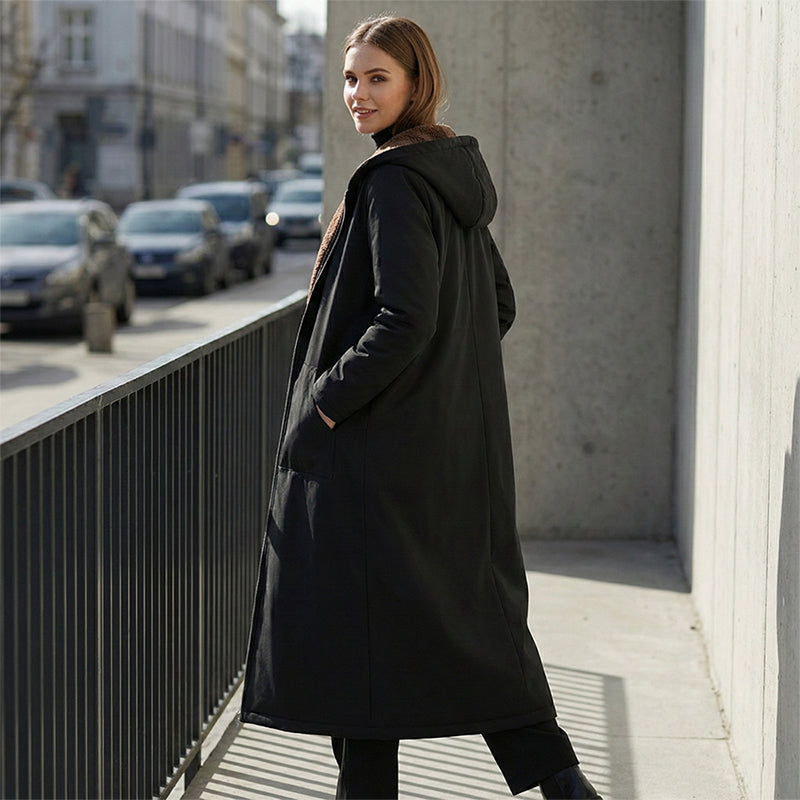 Gott nytt år! 🎊⏰ Lång vintageparkas för damer med mysigt foder och huva.