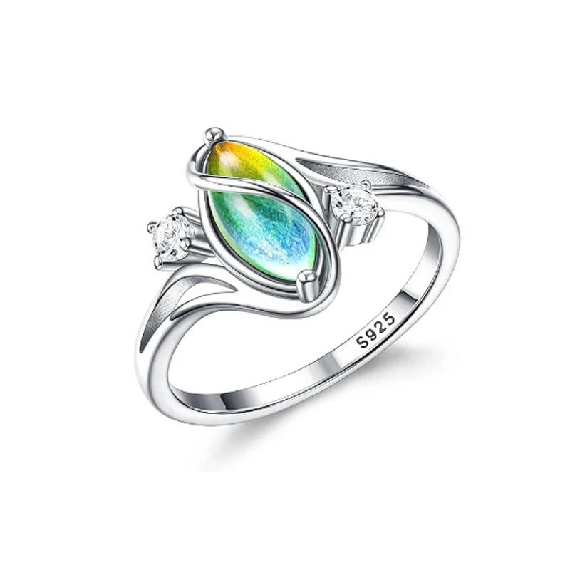 💍Geometrisk oval månstenring med zirkonia-detaljer – mystisk, glittrande och tidlöst elegant!