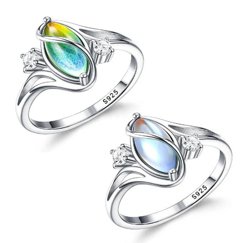 💍Geometrisk oval månstenring med zirkonia-detaljer – mystisk, glittrande och tidlöst elegant!
