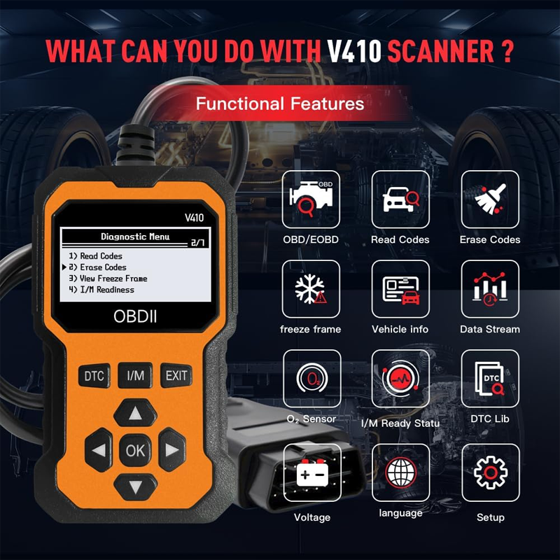 🔧🚗Professionell OBD2-skanner – Fullständig diagnostik, radera koder med ett klick och flerspråkig! 📊💡