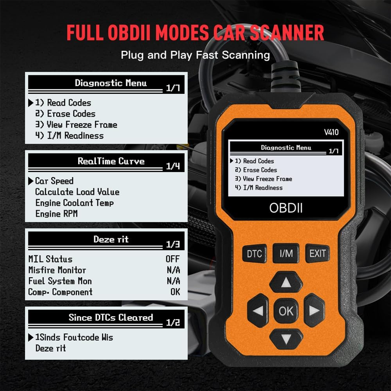 🔧🚗Professionell OBD2-skanner – Fullständig diagnostik, radera koder med ett klick och flerspråkig! 📊💡