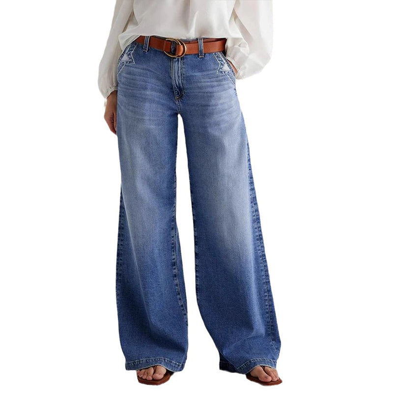 Vintage-jeans med hög midja och vida ben för damer