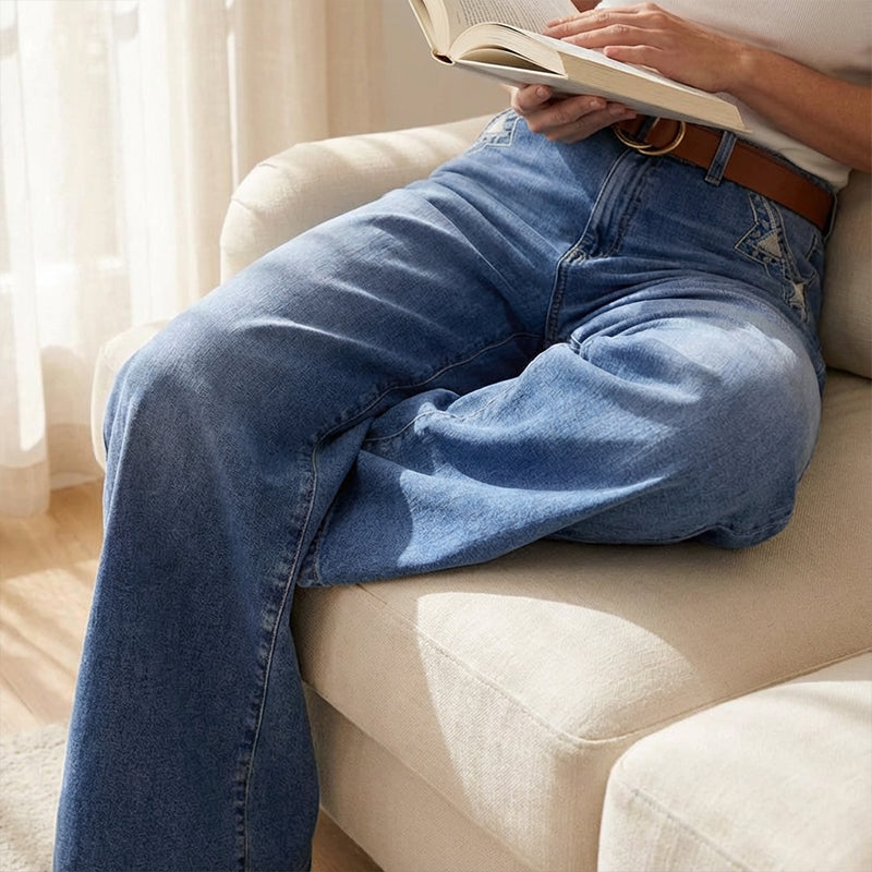 Vintage-jeans med hög midja och vida ben för damer