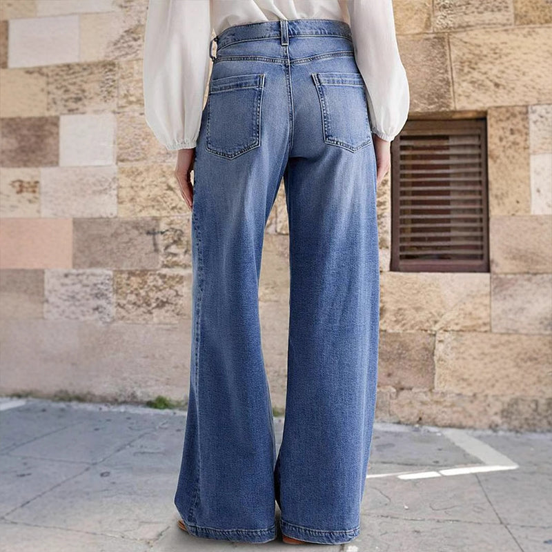 Vintage-jeans med hög midja och vida ben för damer