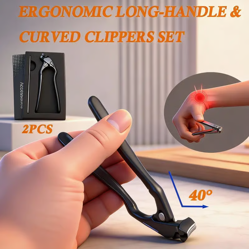 Nagelklippare i rostfritt stål med stänkskydd – Stor öppning för inåtväxta naglar och fotvård ✂️👣