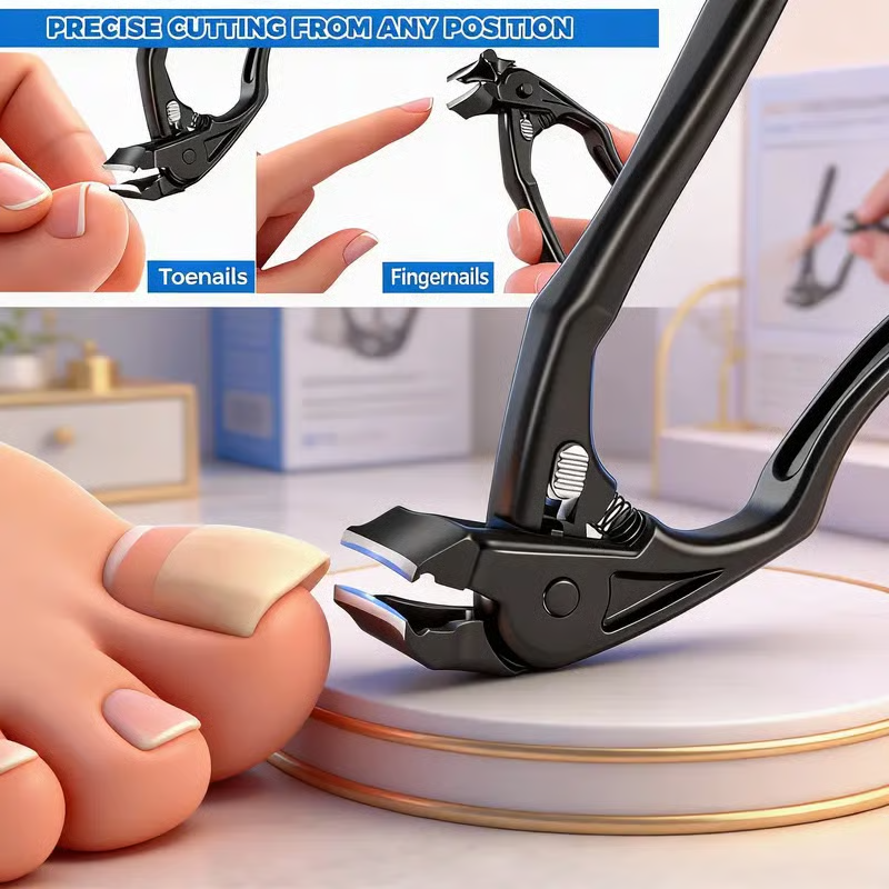 Nagelklippare i rostfritt stål med stänkskydd – Stor öppning för inåtväxta naglar och fotvård ✂️👣