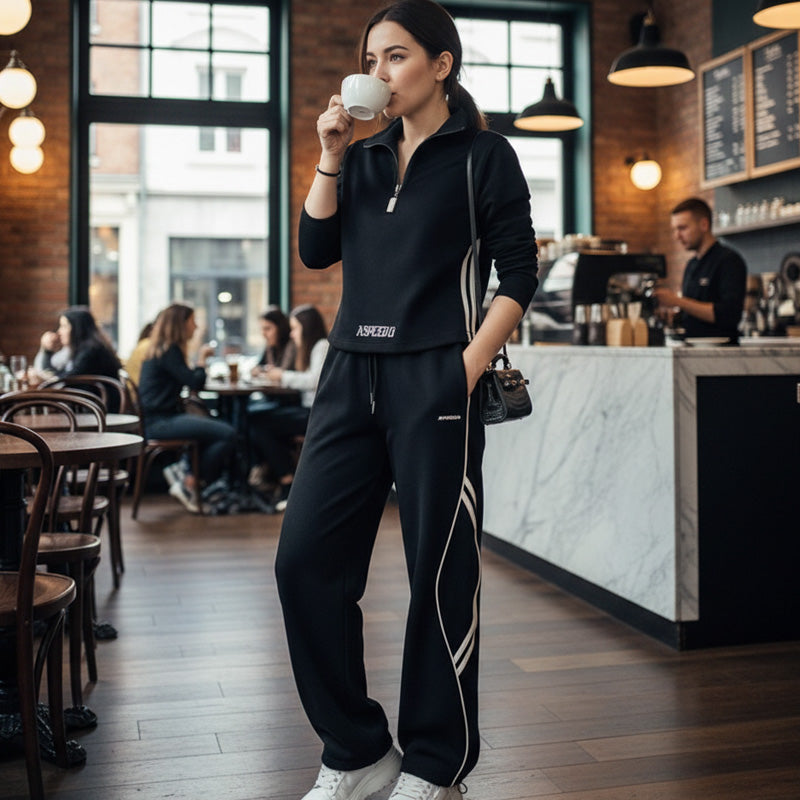 Damträningsdräkt med halv dragkedja