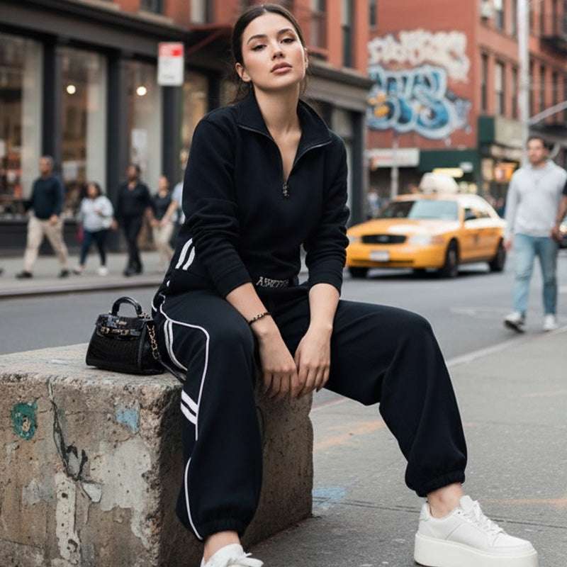 Damträningsdräkt med halv dragkedja