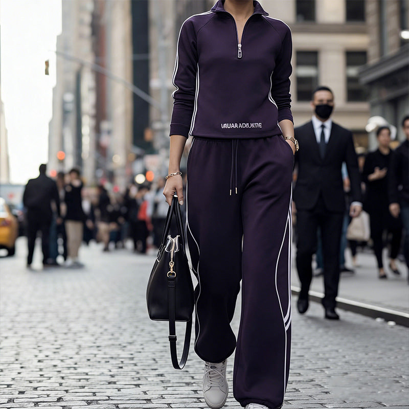 Damträningsdräkt med halv dragkedja