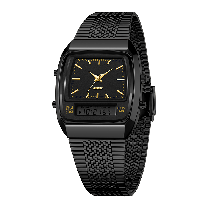⌚ 50 % RABATT UNDER BEGRÄNSAD TID! 💥 Multifunktionsklocka i retrostil med fyrkantig urtavla – dubbel display, zinklegering, rostfritt stål ✨