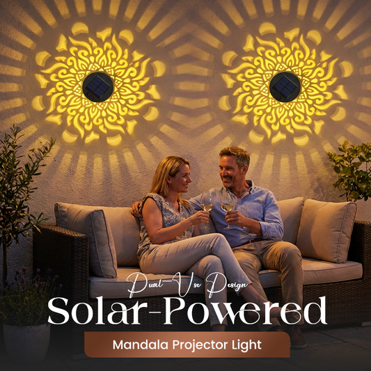 🌞✨ Solcellsdriven mandala-projektorlampa