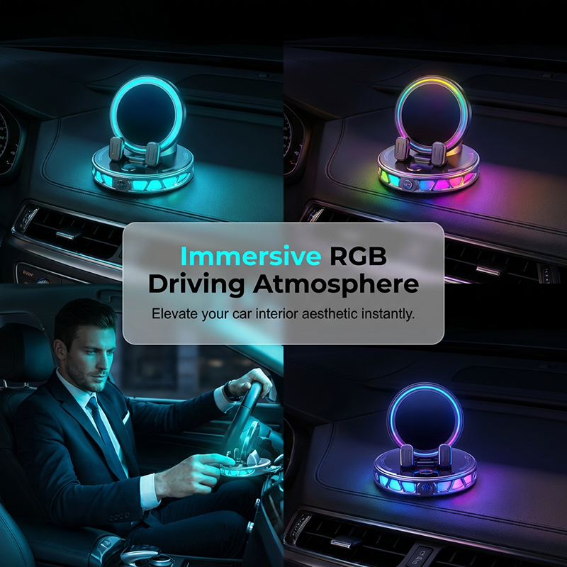 🎉 Rea 2026 — Över 50 000 sålda! 🚗 RGB-telefonhållare för elbil med trådlös laddning – automatisk fastspänning och 15 W snabbladdning ⚡