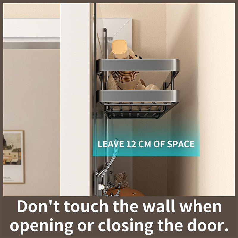 🪄 BEGRÄNSAD TID: 50 % RABATT! ✨ Dörrkrok med korg – platsbesparande, stabil, monteras utan verktyg 🚪