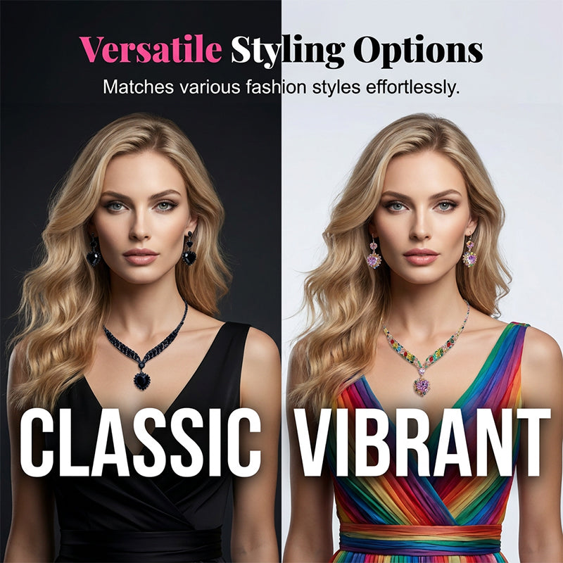 💎 BEGRÄNSAD TID: 50 % RABATT! ✨ Smyckeset med glittrande hjärtan – halsband och örhängen, elegant och lätt 💖