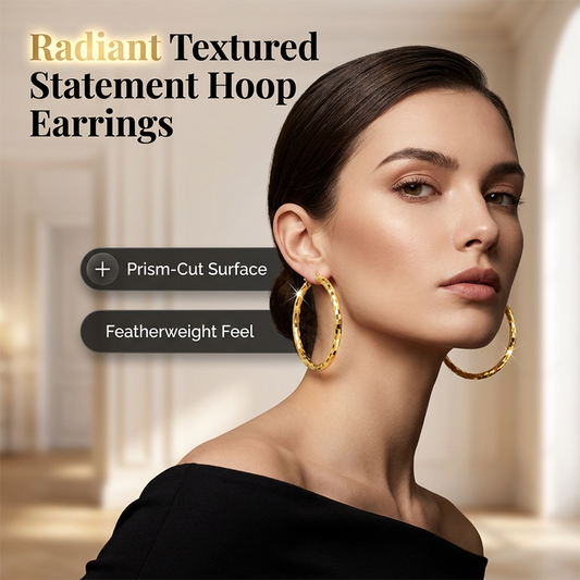 💫 50 % RABATT UNDER BEGRÄNSAD TID! 💥 Minimalistiska, strukturerade hoop-örhängen för dam – diamantslipade, med snäpplås, ger en vacker glans i vardagen ✨