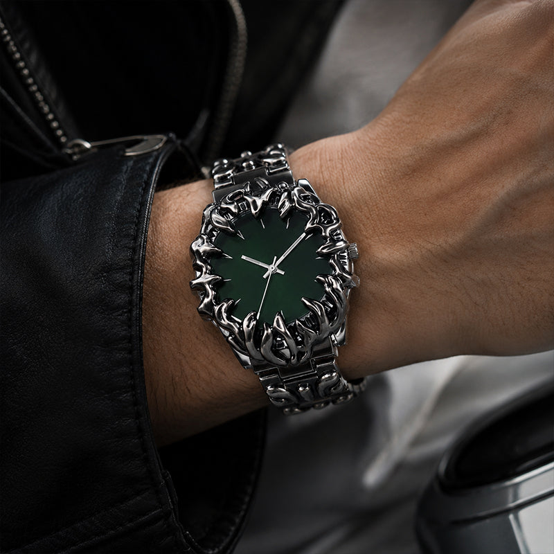 ⌚ 50 % RABATT UNDER BEGRÄNSAD TID! ✨ Kreativt klockarmband i kvarts i kloliknande design för män – röd urtavla, skulpturalt armband, i iögonfallande stil 🔥