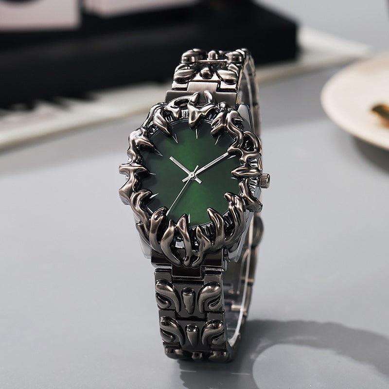 ⌚ 50 % RABATT UNDER BEGRÄNSAD TID! ✨ Kreativt klockarmband i kvarts i kloliknande design för män – röd urtavla, skulpturalt armband, i iögonfallande stil 🔥