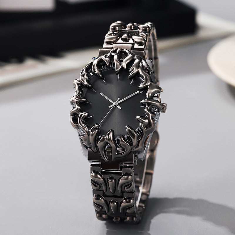 ⌚ 50 % RABATT UNDER BEGRÄNSAD TID! ✨ Kreativt klockarmband i kvarts i kloliknande design för män – röd urtavla, skulpturalt armband, i iögonfallande stil 🔥