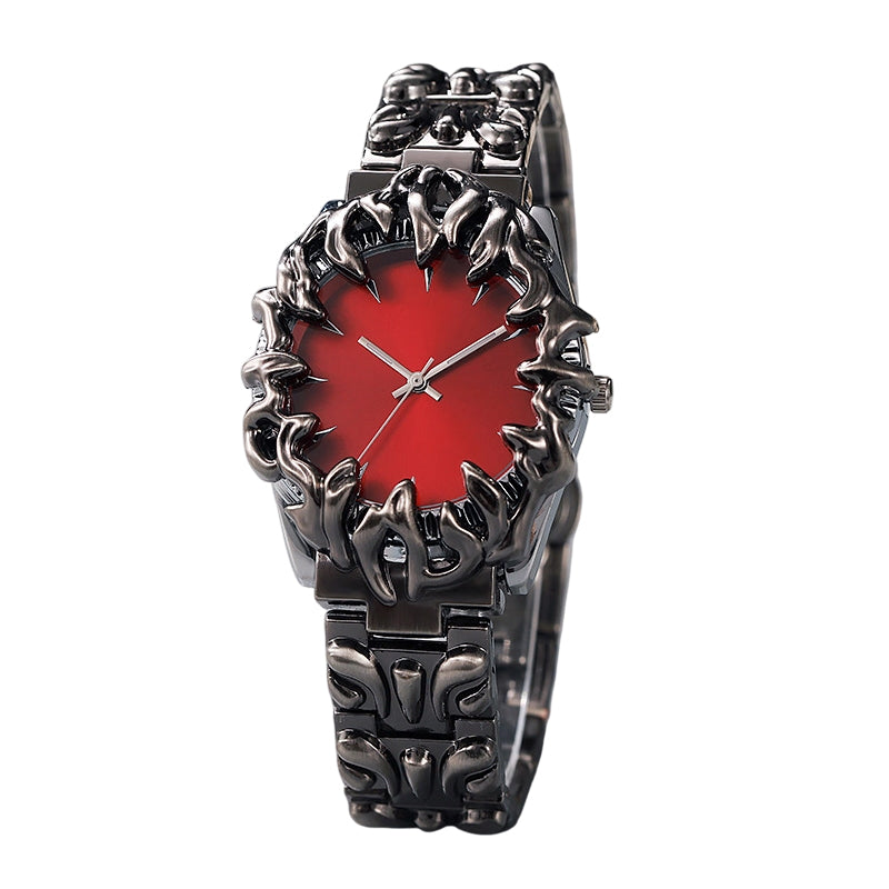 ⌚ 50 % RABATT UNDER BEGRÄNSAD TID! ✨ Kreativt klockarmband i kvarts i kloliknande design för män – röd urtavla, skulpturalt armband, i iögonfallande stil 🔥