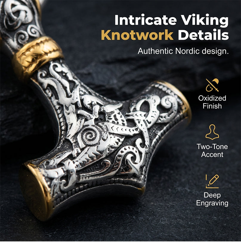 ⚡Halsband med hänge i form av vikingahammaren Tor🔨 – Rostfritt stål med bysantinsk kedja – Snyggt och hållbart – perfekt att bära till vardags eller som present ✨💪