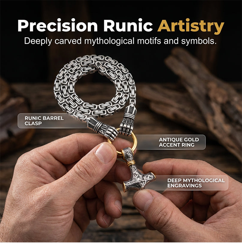 ⚡Halsband med hänge i form av vikingahammaren Tor🔨 – Rostfritt stål med bysantinsk kedja – Snyggt och hållbart – perfekt att bära till vardags eller som present ✨💪