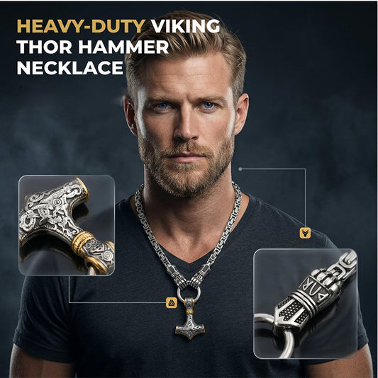 ⚡Halsband med hänge i form av vikingahammaren Tor🔨 – Rostfritt stål med bysantinsk kedja – Snyggt och hållbart – perfekt att bära till vardags eller som present ✨💪