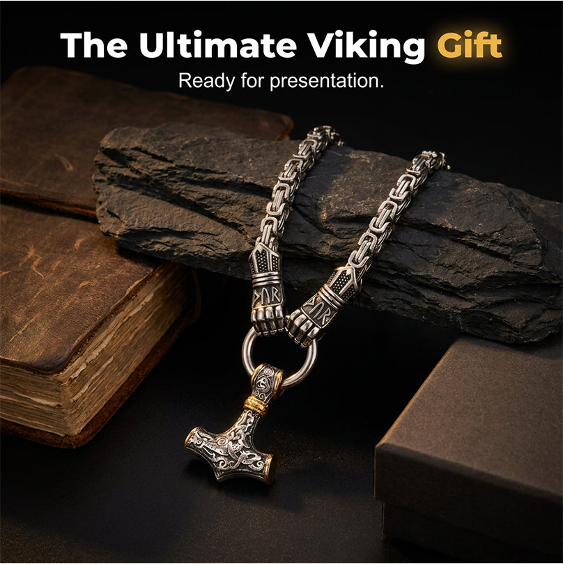 ⚡Halsband med hänge i form av vikingahammaren Tor🔨 – Rostfritt stål med bysantinsk kedja – Snyggt och hållbart – perfekt att bära till vardags eller som present ✨💪
