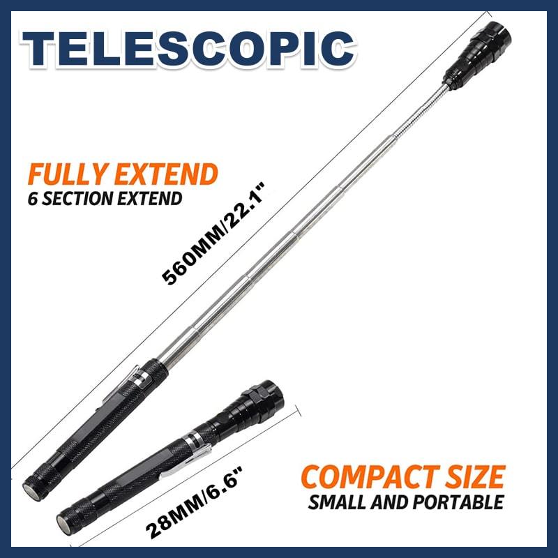 🔦 50 % RABATT UNDER BEGRÄNSAD TID! ✨ Multifunktionell magnetisk teleskopficklampa – utdragbar, 360° svanhals, superstark 🛠️