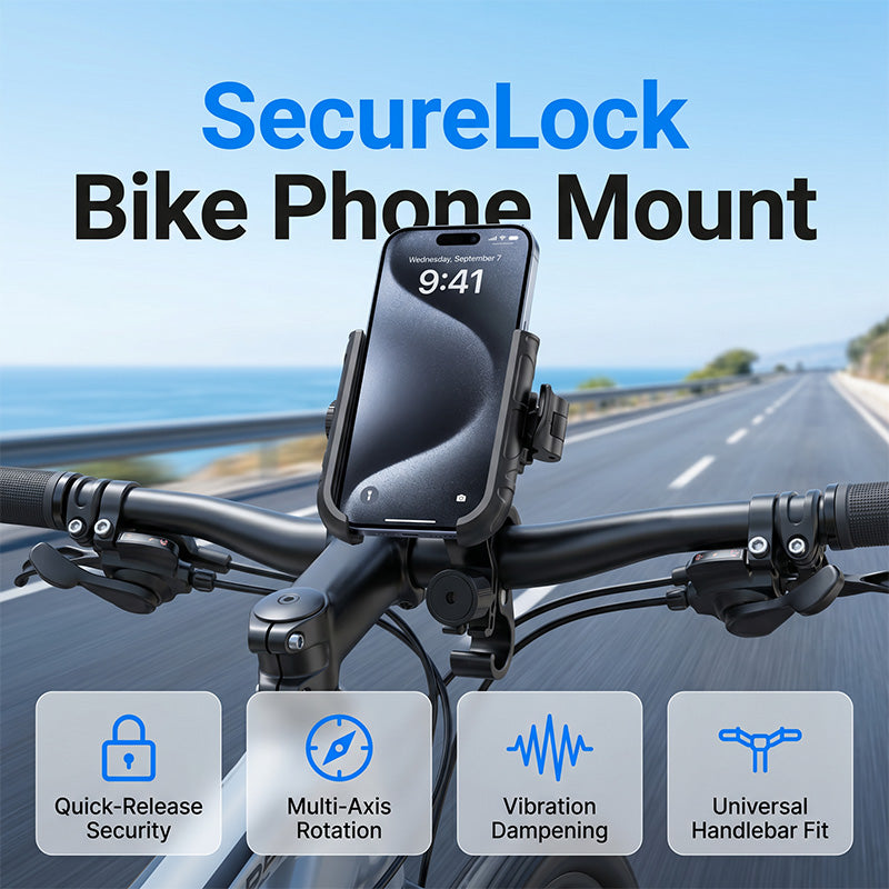 🎉 2026-udsalg — Over 42.000 solgt! 🚴‍♂️ Cykelholder til mobiltelefon med hurtigudløser – SecureLock og stødabsorberende polstring 📱