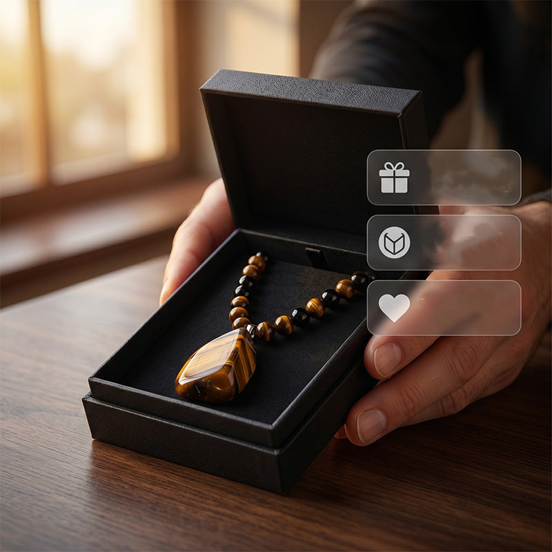 💎 Rea 2026 – Över 29 000 sålda!🔥 Halsband med tigeröga-pärlor för män – naturlig ädelsten 🧿