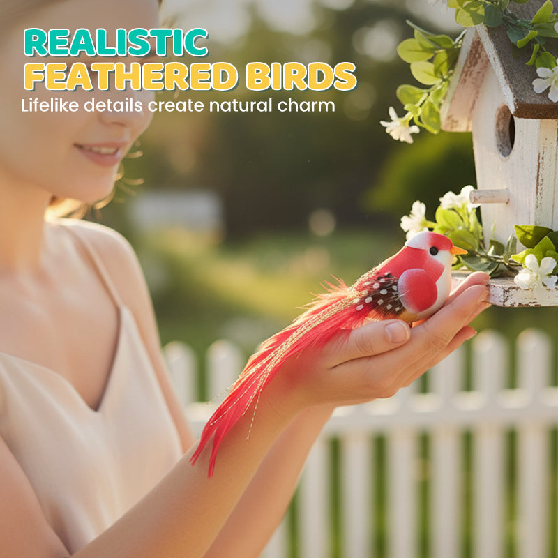 🐦 Artificial feathered birds with clip (12 pieces per pack)