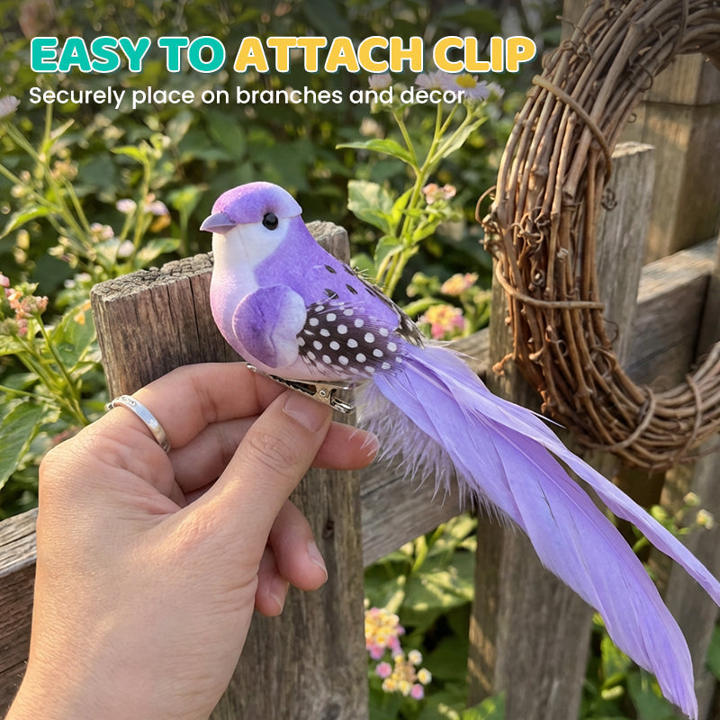 🐦 Artificial feathered birds with clip (12 pieces per pack)