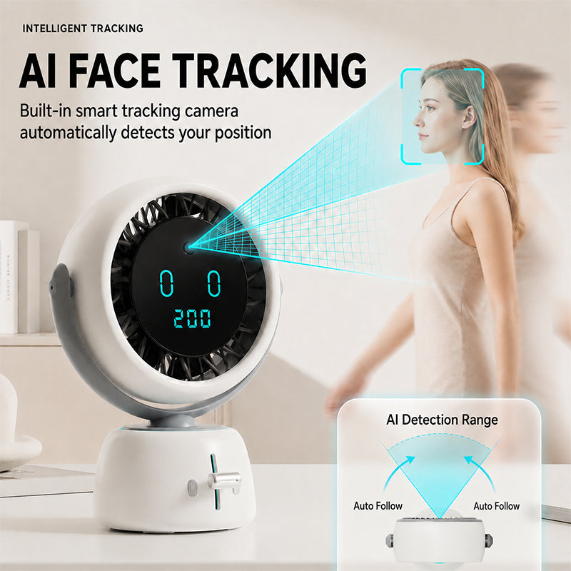 🎉 2026 Sale — Over 37,000 Sold! 🌀 Smart Face Tracking Desktop Fan – 120° Wide Oscillation 🌬️