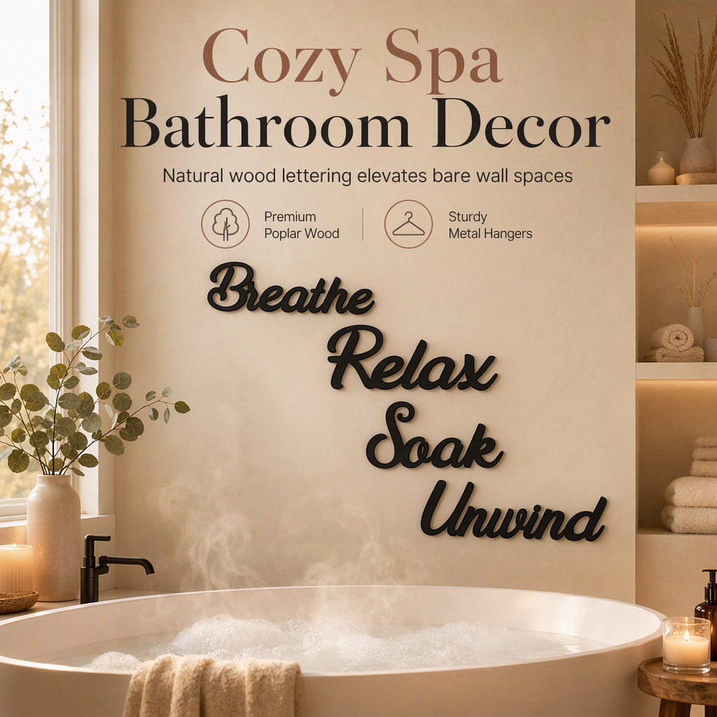 📢📢50% OFF !! ⏰4 Piece Farmhouse Bathroom Wall Decor Set🛁🧱