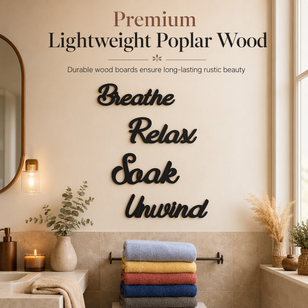📢📢50% OFF !! ⏰4 Piece Farmhouse Bathroom Wall Decor Set🛁🧱