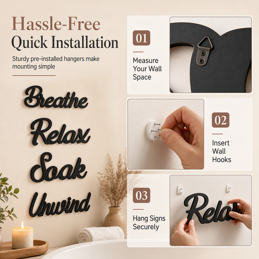 📢📢50% OFF !! ⏰4 Piece Farmhouse Bathroom Wall Decor Set🛁🧱