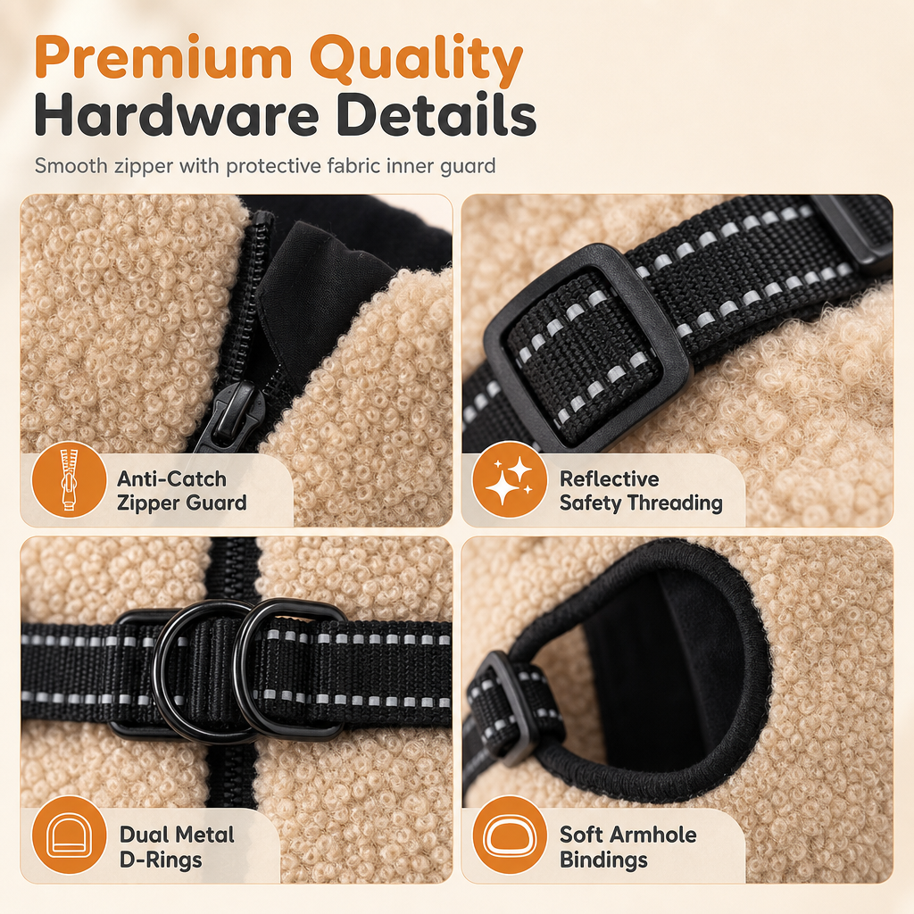 ⏳ LIMITED-TIME 50% OFF 💥 Warm Winter Dog Coat with Reflective Strips & Harness – Plush Teddy Fleece Insulation, Dual Metal D-Ring Secure Harness, Night Visibility Reflective Straps & Skin-Friendly Elastic Fit – Sizes S-XL for Small & Medium Dogs 🐶❄️