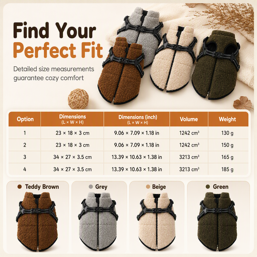 ⏳ LIMITED-TIME 50% OFF 💥 Warm Winter Dog Coat with Reflective Strips & Harness – Plush Teddy Fleece Insulation, Dual Metal D-Ring Secure Harness, Night Visibility Reflective Straps & Skin-Friendly Elastic Fit – Sizes S-XL for Small & Medium Dogs 🐶❄️