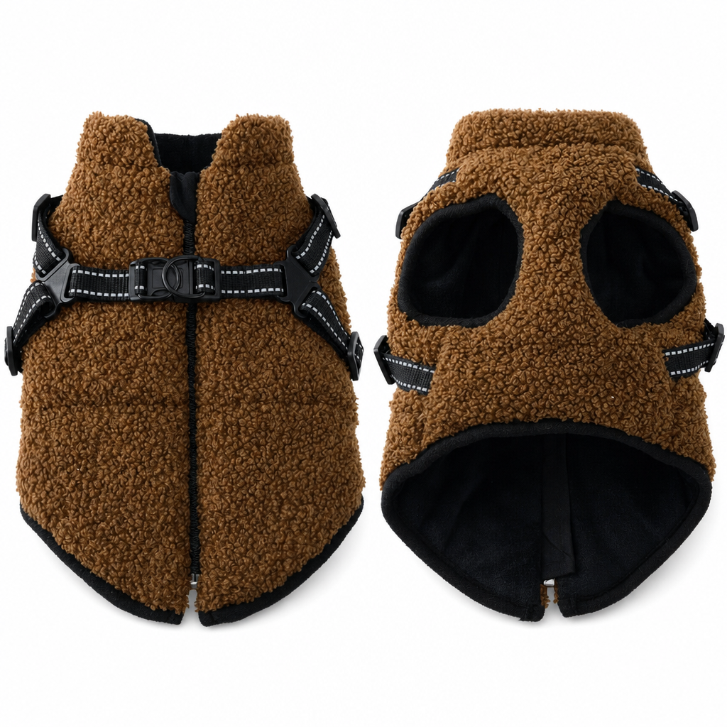 ⏳ LIMITED-TIME 50% OFF 💥 Warm Winter Dog Coat with Reflective Strips & Harness – Plush Teddy Fleece Insulation, Dual Metal D-Ring Secure Harness, Night Visibility Reflective Straps & Skin-Friendly Elastic Fit – Sizes S-XL for Small & Medium Dogs 🐶❄️