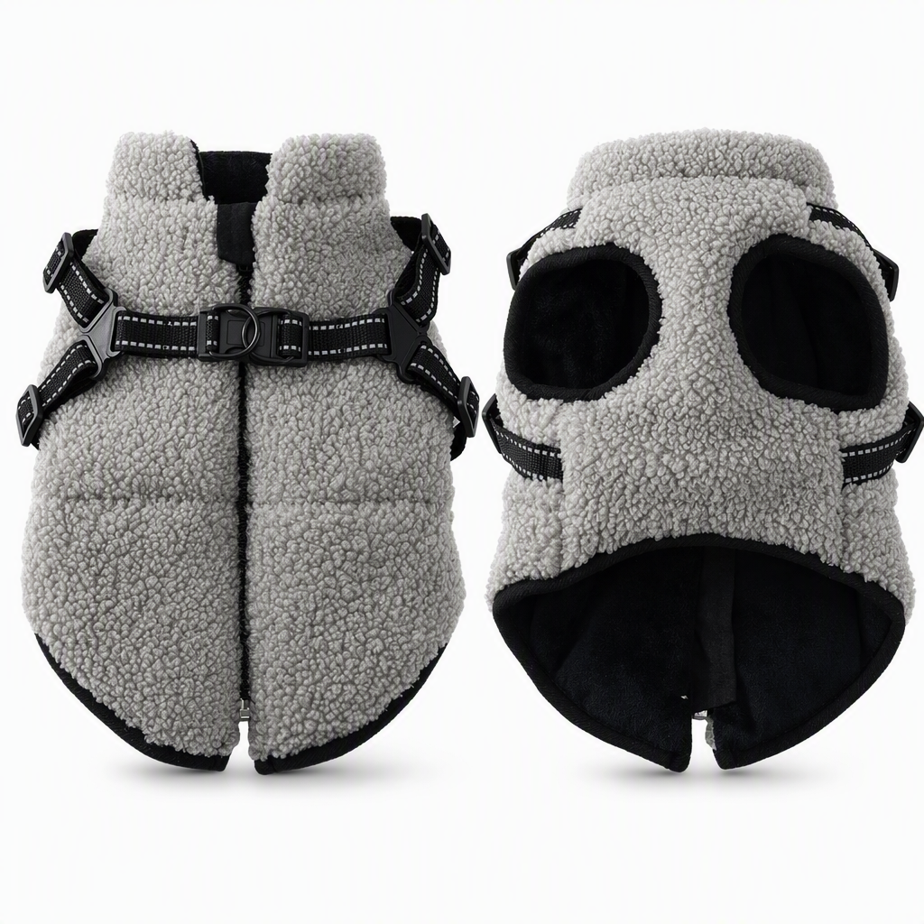 ⏳ LIMITED-TIME 50% OFF 💥 Warm Winter Dog Coat with Reflective Strips & Harness – Plush Teddy Fleece Insulation, Dual Metal D-Ring Secure Harness, Night Visibility Reflective Straps & Skin-Friendly Elastic Fit – Sizes S-XL for Small & Medium Dogs 🐶❄️