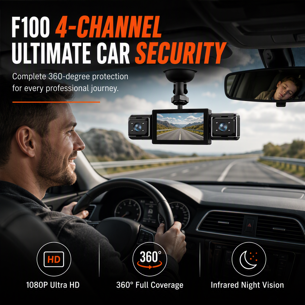 🎥 LIMITED-TIME 50% OFF! ⚡ Four-Lens Rotatable Dash Cam – 1080P, Infrared Night Vision, Multi-Angle Recording 🚗