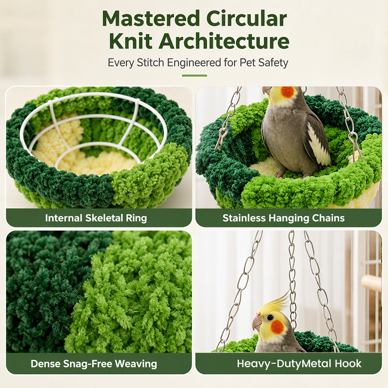 🐦 LIMITED-TIME 50% OFF! 🧶 Warm Winter Bird Hanging Hammock – Cozy, Soft, Cage Decor ✨