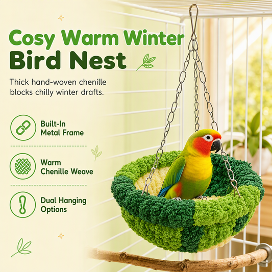 🐦 LIMITED-TIME 50% OFF! 🧶 Warm Winter Bird Hanging Hammock – Cozy, Soft, Cage Decor ✨