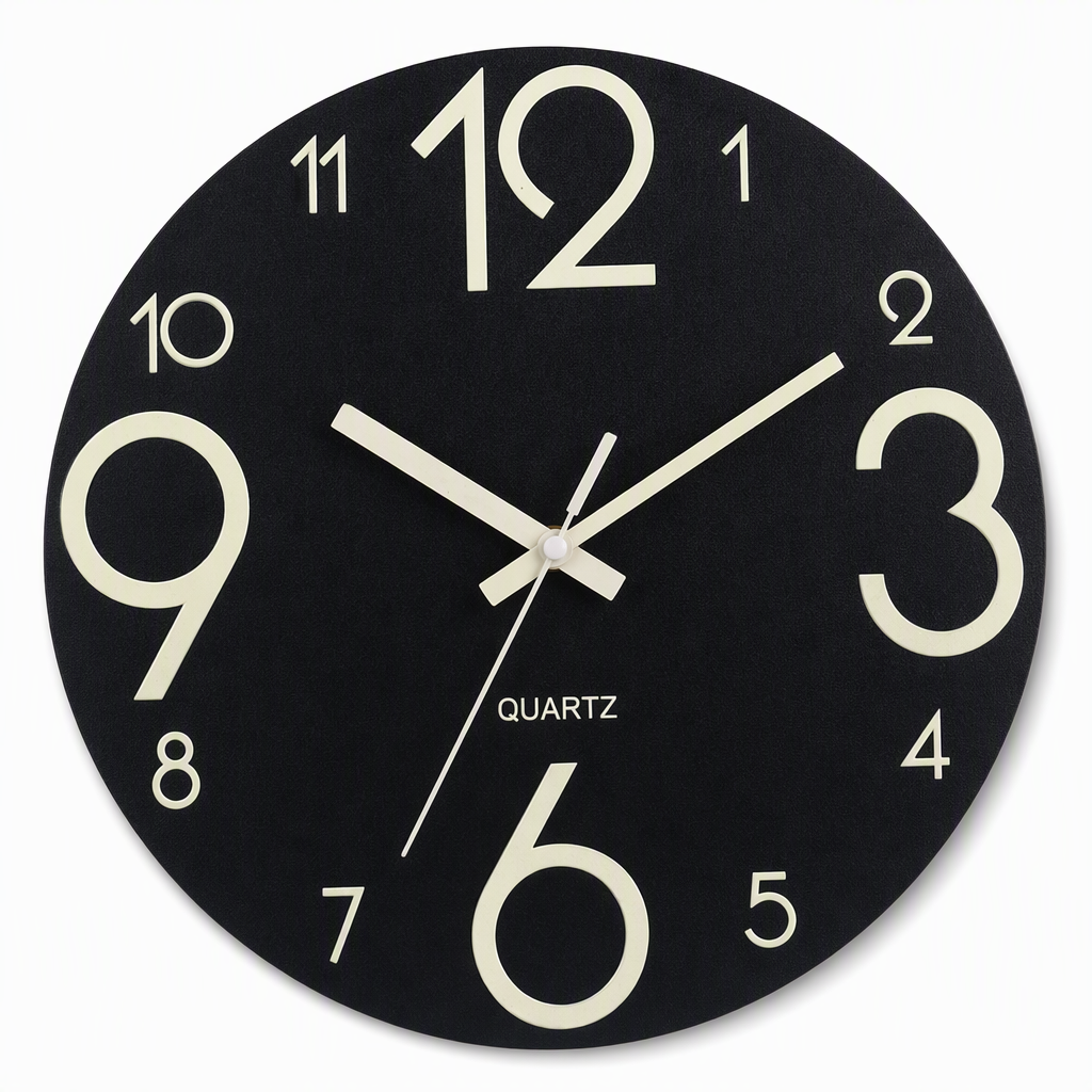 🔥Limited-Time Offer🕰️12-Inch Silent Wooden Wall Clock – Luminous Glow & MDF Wood Grain✨