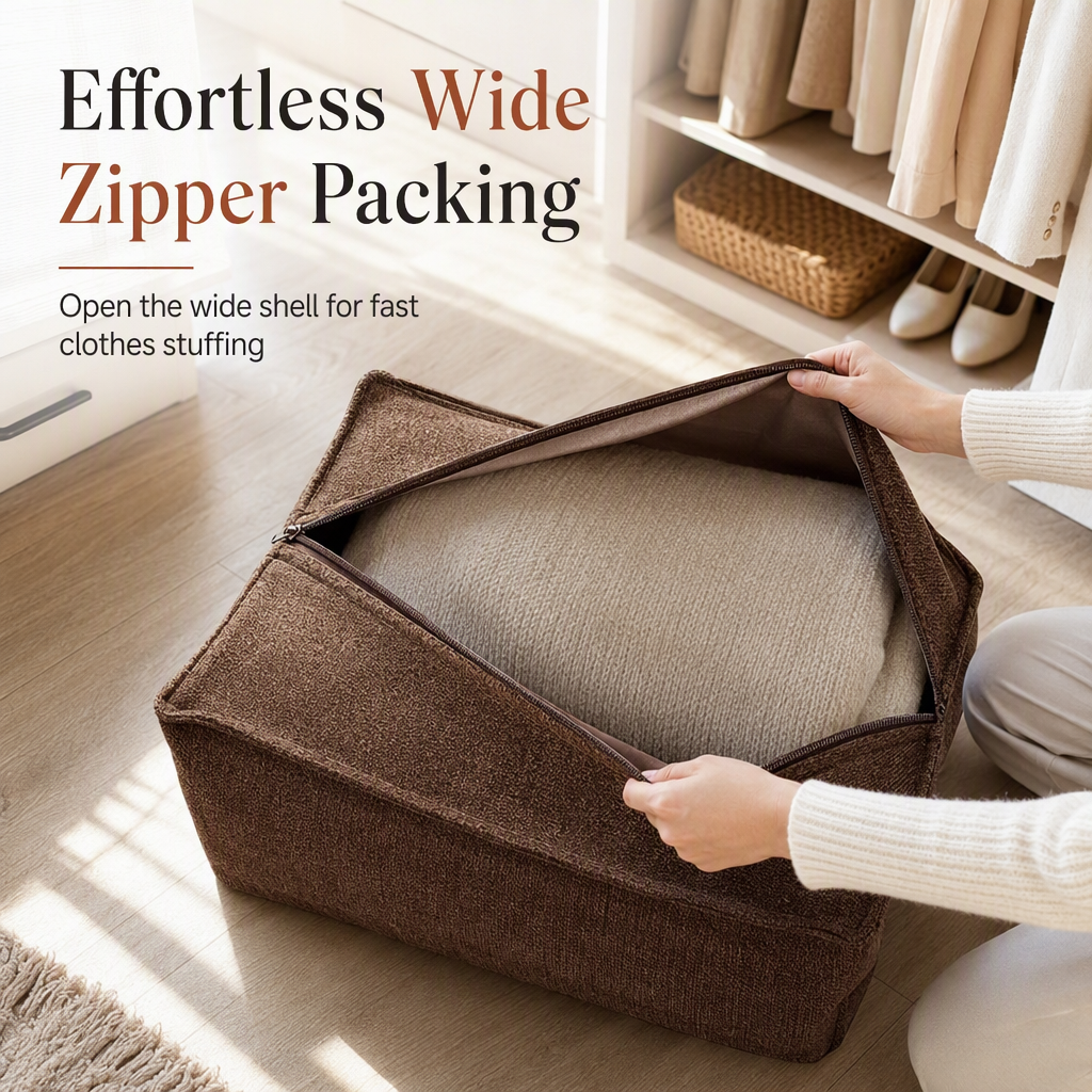 ⏰ LIMITED-TIME 50% OFF!🪑 Storage Stool Cover – Fill With Clothes, 100kg Load, Wide Zipper, Washable ✨